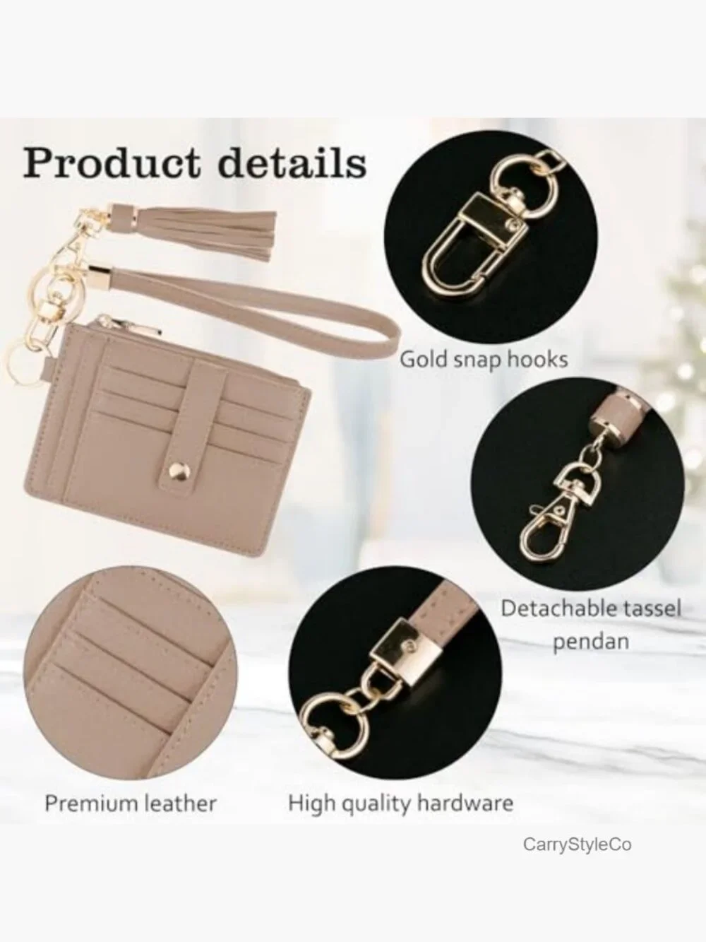 RFID Wristlet Wallet with Keychain - 8 Card Slots Vegan Leather